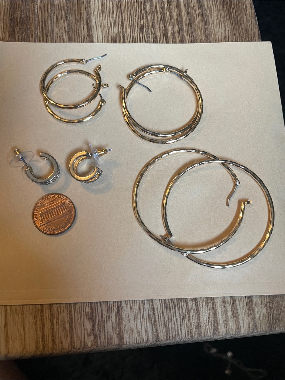 Four Sets of Gold Hoop Earrings
